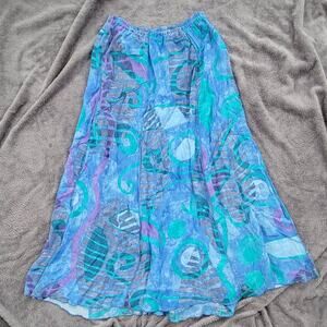 Vintage VSOP Watercolor Abstract Palm Leaf Skirt Summer